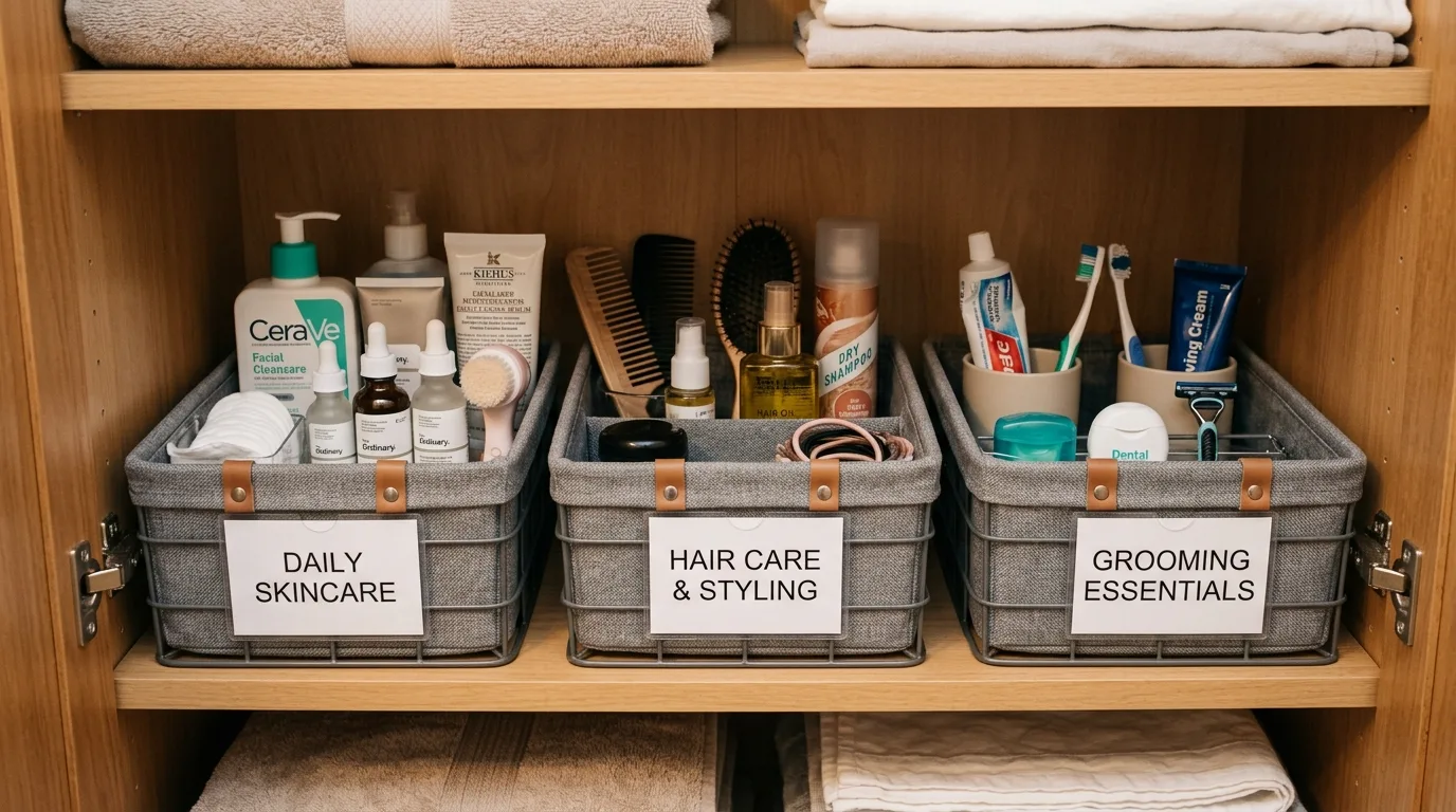 Treat shower storage like part of the design inspiration for an organized bathroom.